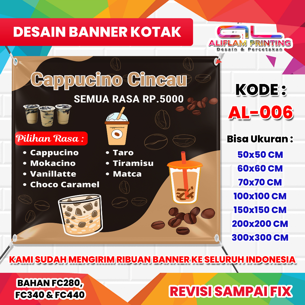 Jual Cetak Banner Spanduk Es Cappucino Cincau Kotak Kode Al 006 Revisi