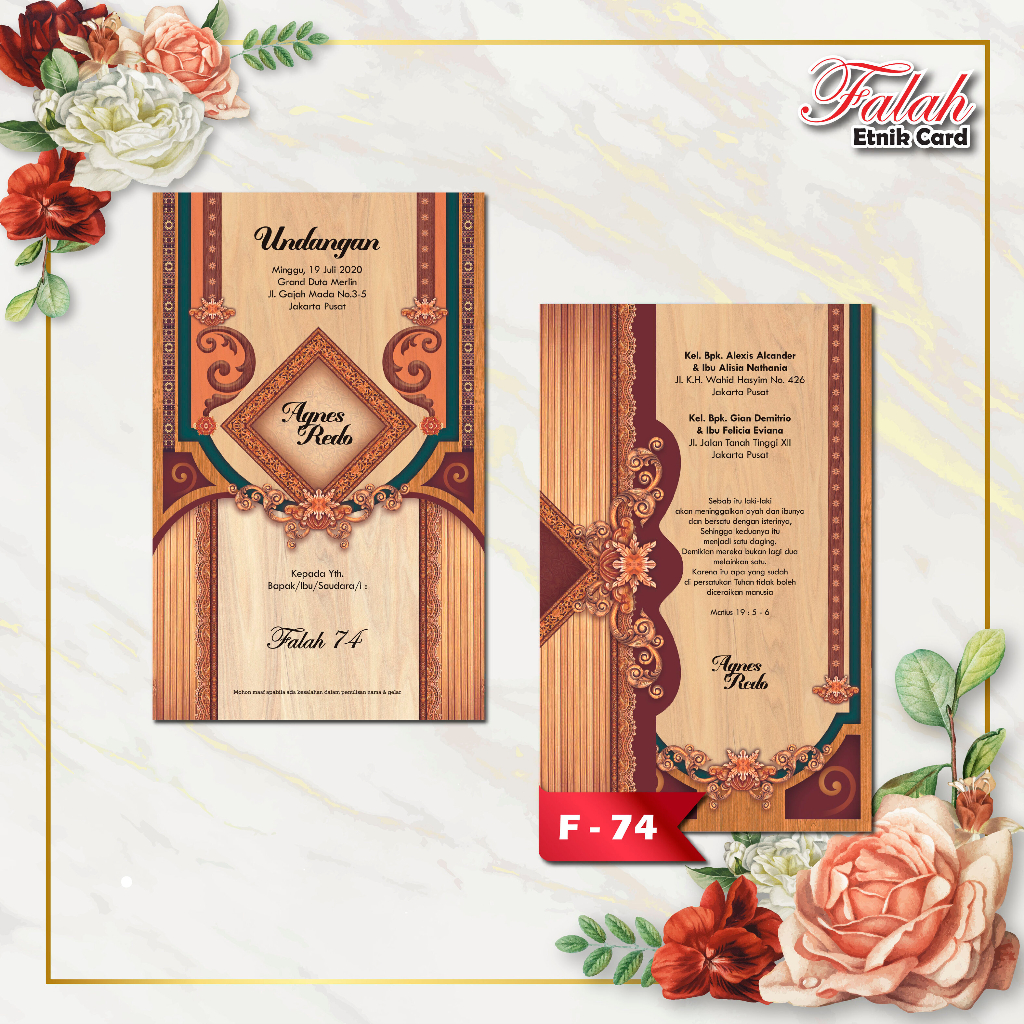 Jual Blanko Undangan Pernikahan Falah code F 74 wedding simple murah ...