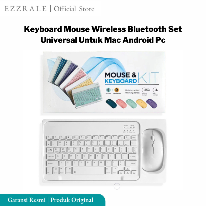 Jual Keyboard Mouse Wireless Bluetooth Set Universal Warna Putih Dan ...