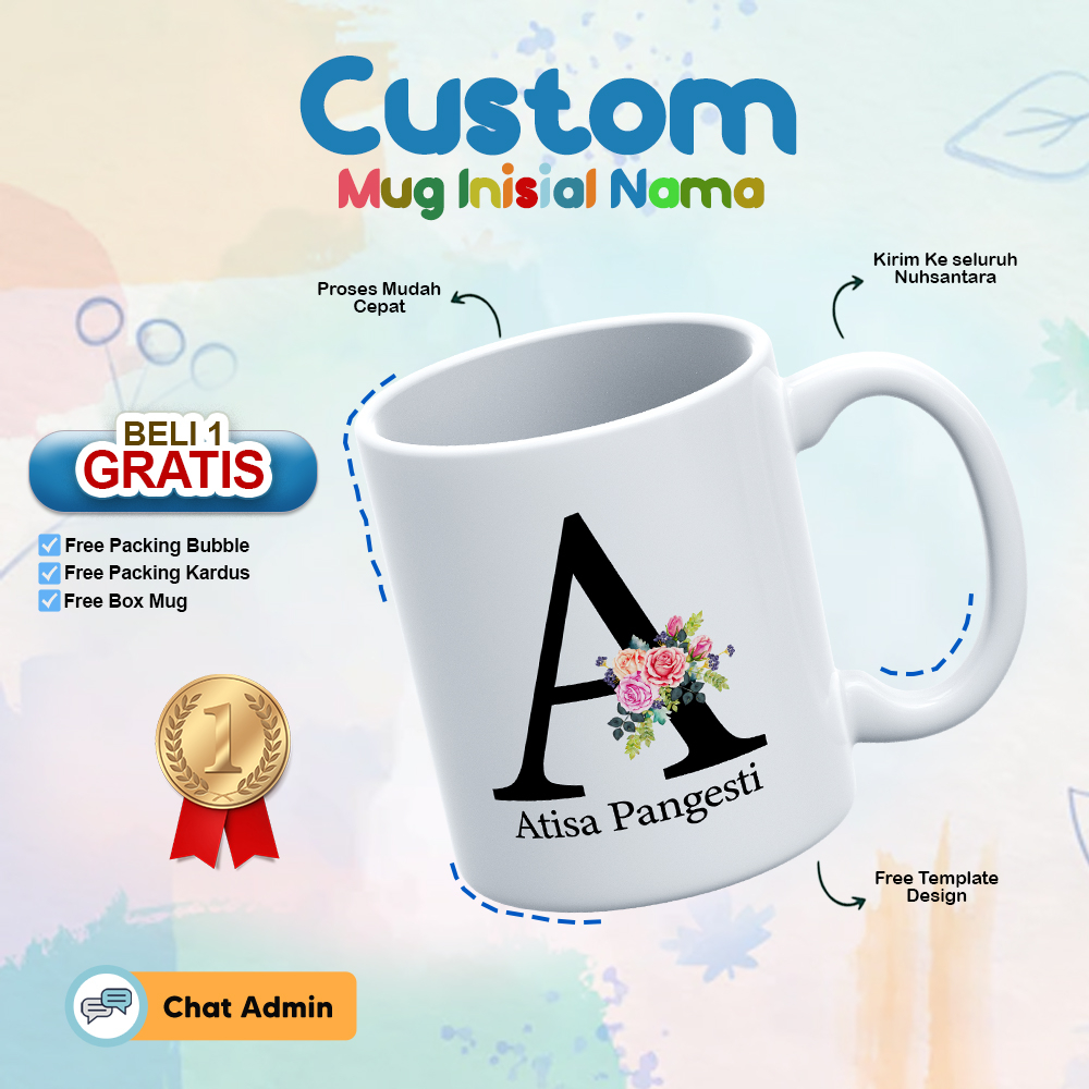 Jual Mug Inisial Nama Mug Custom Nama Cetak Souvenir Mug Gelas Kado Shopee Indonesia 8014