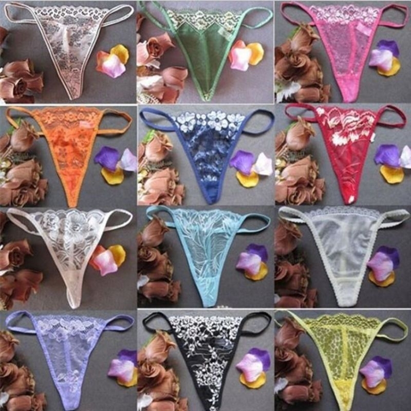 Jual Celana Dalam Sexy G String T Panty Lace Renda Pita Transparan