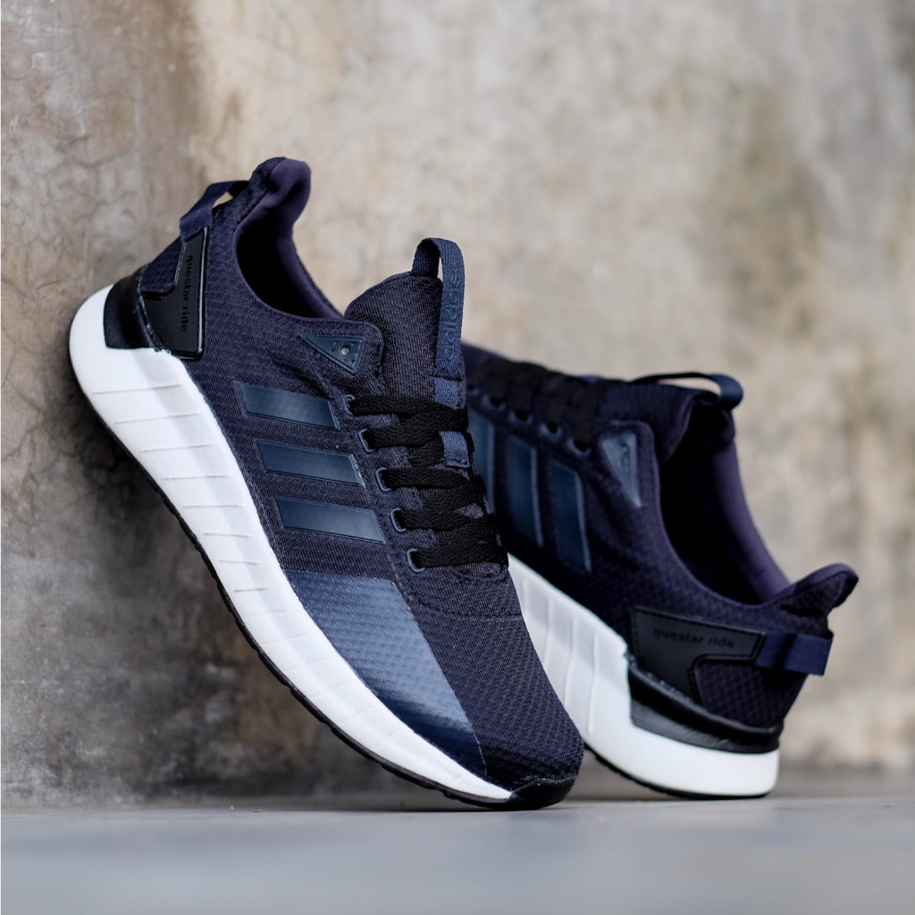 Sepatu Running Pria Wanita Adidas Questar Ride Navy White Sepatu Olahraga Sepatu Jogging Original BNWB