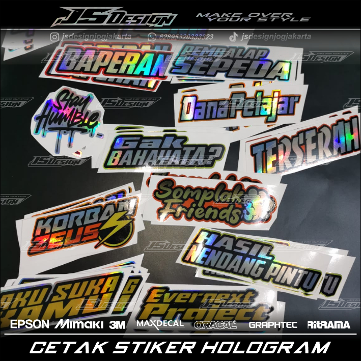 Jual STIKER BENGKEL STIKER RACING STIKER PINT CUT/KISS CUTT HOLOGRAM ...