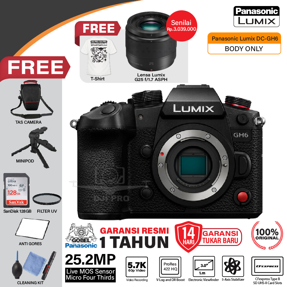 Jual Panasonic Lumix GH6 Body Only Panasonic GH 6 Mirrorless Garansi ...
