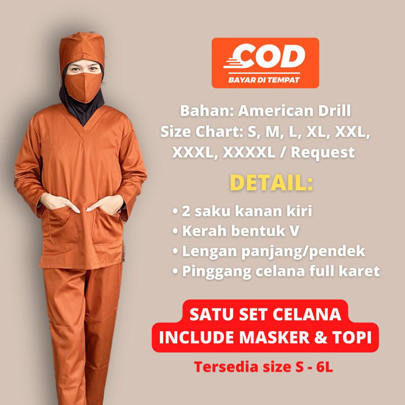 Jual (WARNA BARU TERRACOTA) SATU SET “LENGAN PANJANG” BAJU OKA/BAJU OK