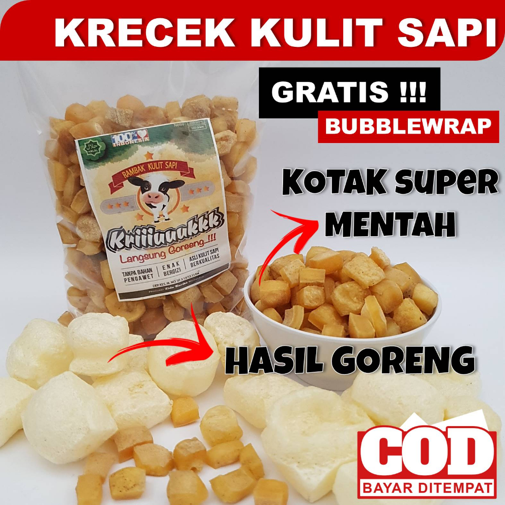 Jual Kerupuk Kulit Sapi Mentah 500gr Krupuk Kulit Mentah Kerupuk Kulit