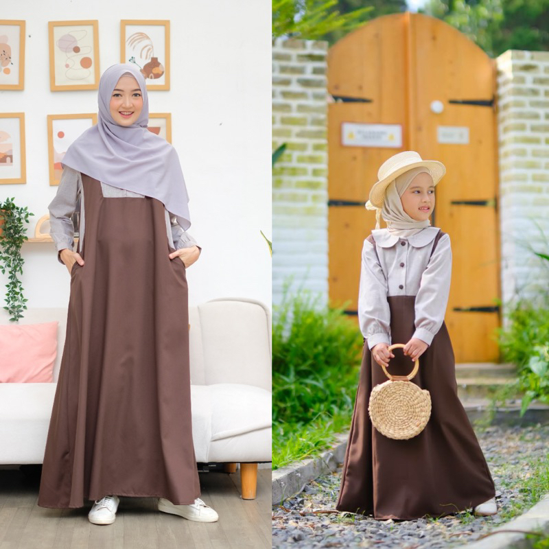Jual Fifi Dress / Gamis Overall / Overall dress sambung / Gamis busui ...