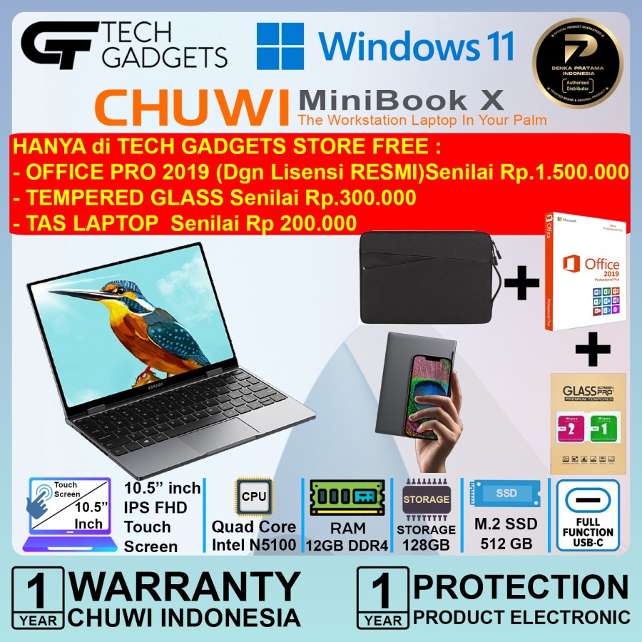 Chuwi Minibook X Intel Celeron N5100/12 Go DDR4/512 Go SSD/FullHD+/W11 –  Ordinateur