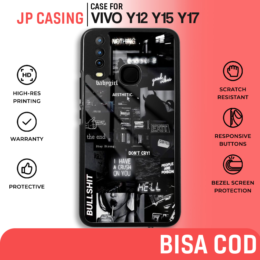Jual case vivo y12 y15 y17 terbaru aesthetic aestheblack 02 cewek cowok