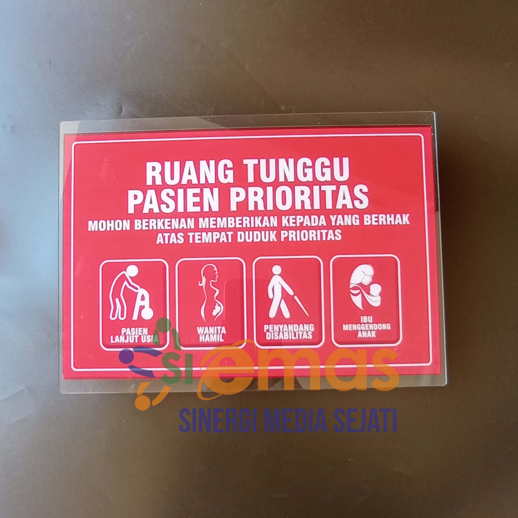 Jual Papan Akrilik Ruang Tunggu Pasien Prioritas Acrylic Ruang Tunggu Priortas Disabilitas 