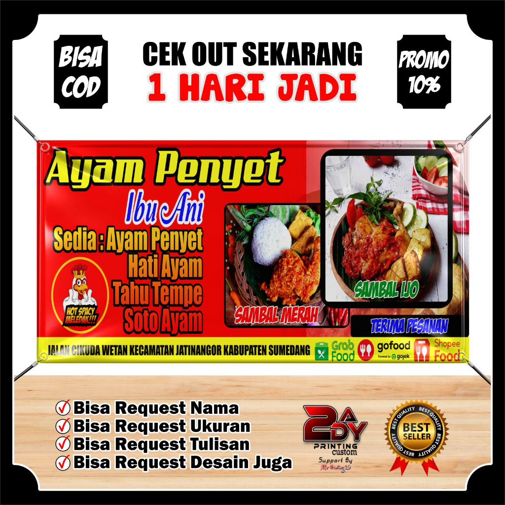Jual Spanduk Ayam Penyet Banner Ayam Penyet Berkualitas Custom Design