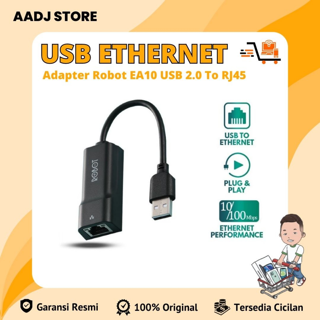 Jual USB Ethernet Adapter Robot EA10 USB 2.0 To RJ45 | Shopee Indonesia