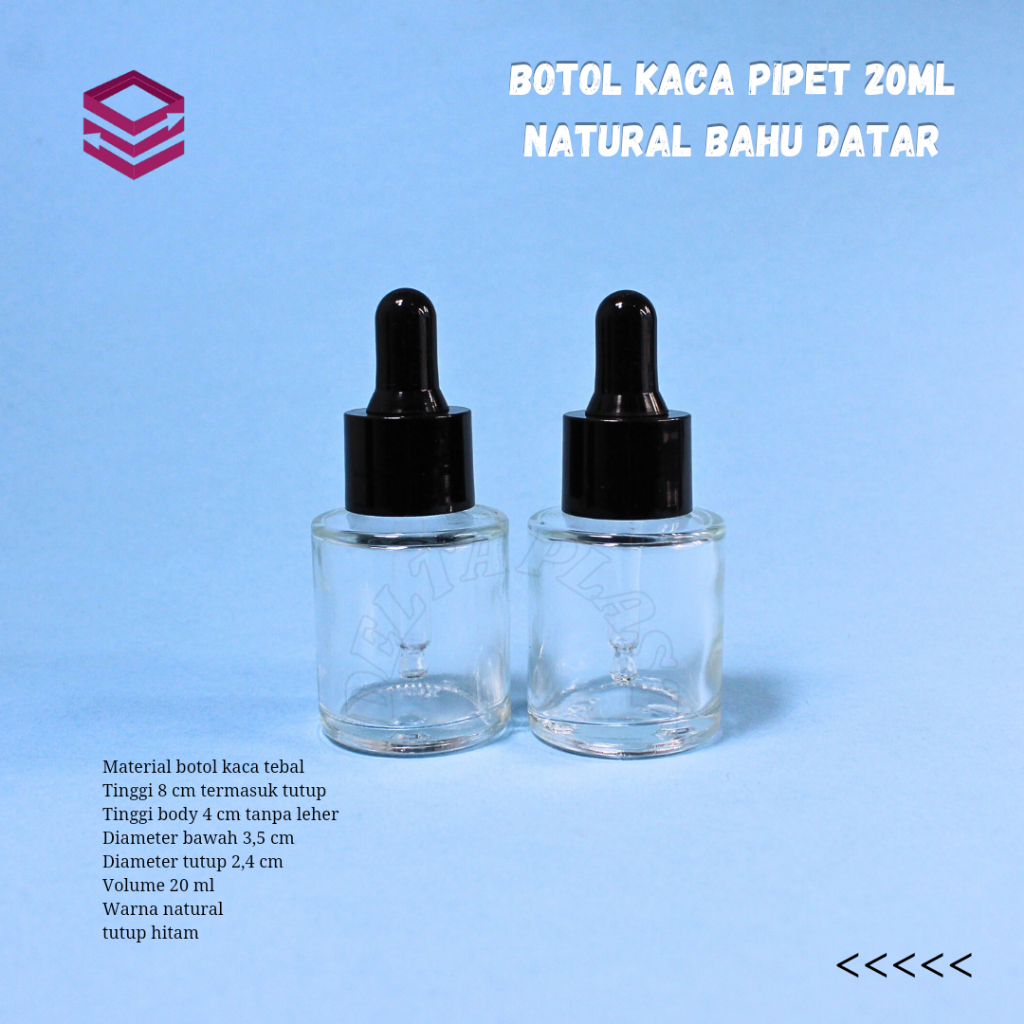 Jual Botol pipet 20ml kaca bening / Botol serum 20ml - Tutup hitam ...