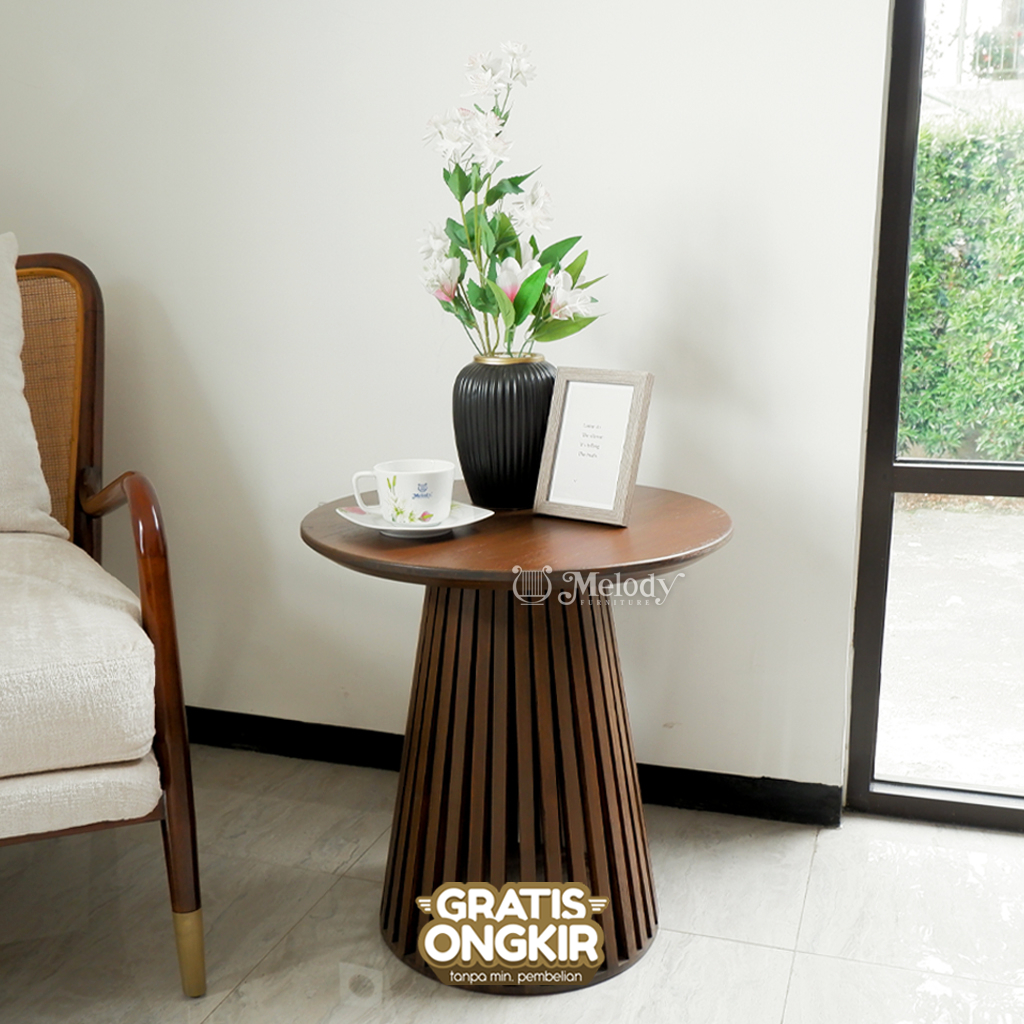 Jual Meja Samping Minimalis Este Side Table Jati Wood Chesnut