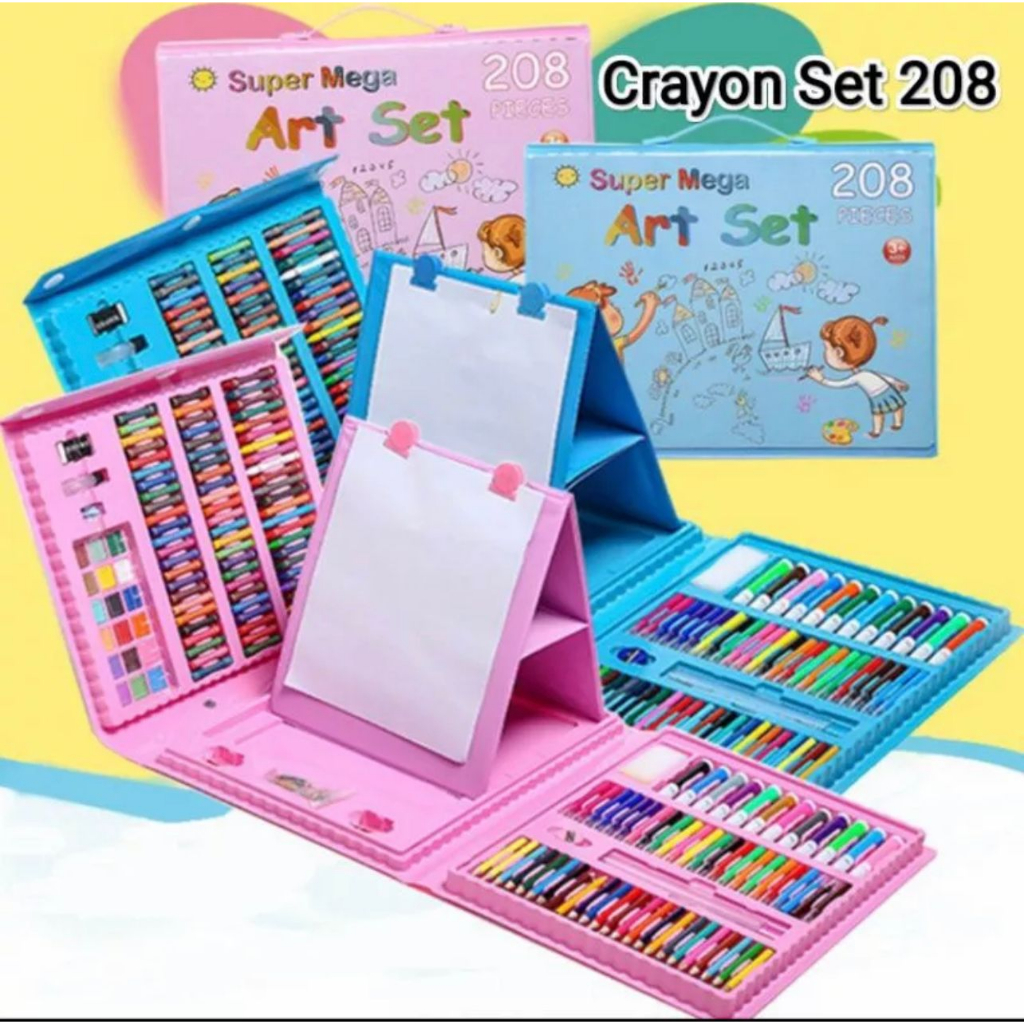 Jual PENSIL CRAYON 208pcs SET/ ALAT MENGGAMBAR DAN MEWARNAI | Shopee ...