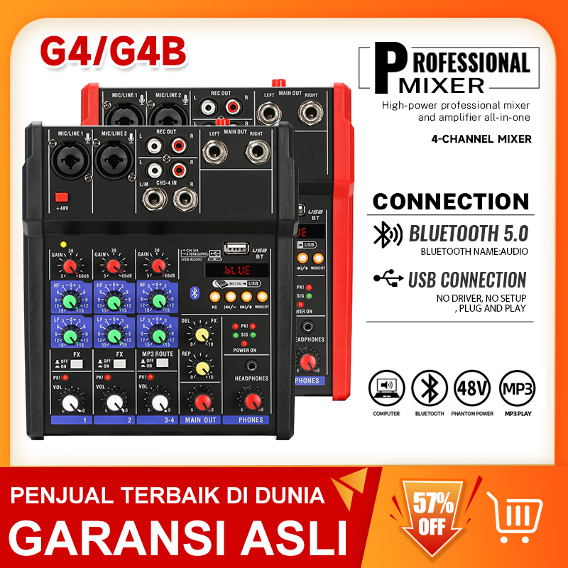 Jual Mixer Audio Profesional G4 / G4B mixer kecil 4 saluran Mendukung
