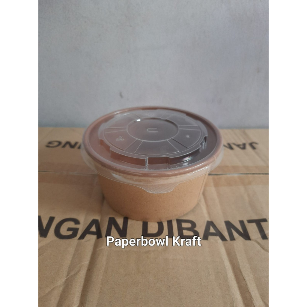 Jual paper bowl mangkok kertas polos 650ml 22oz + lid (tutup) isi 25pcs ...