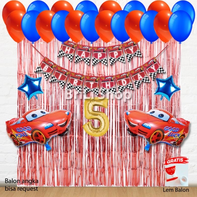 PAKET Set Dekorasi Ulang Tahun Anak Tema Cars Mcqueen Pesta Ultah Car Mc Queen