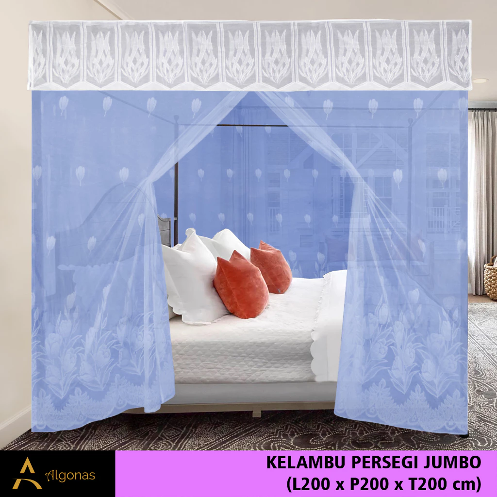 Kelambu Kotak Persegi Empat Jumbo Poni Putih (200x200x200)