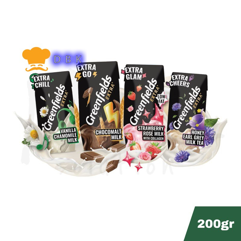 Jual GREENFIELDS EXTRA Susu UHT Honey Strawberry Vanilla Chamomile ...