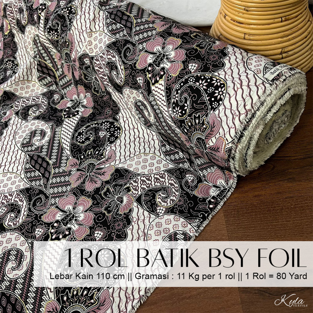 Jual 1 Rol Kain Batik Bsy Foil Halus Bahan Rok Kebaya And Seragaman