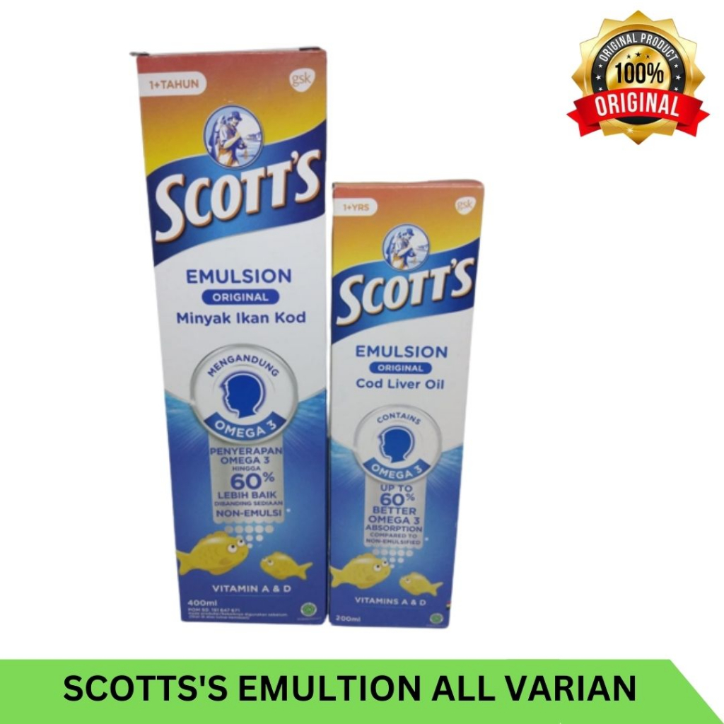 Jual SCOTT'S EMULSION RASA ORIGINAL 400ML 200ml VITA COD LIVER OIL ...