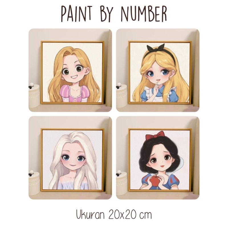 Jual Paint by number kanvas mewarnai lukis DIY disney princess painting ...