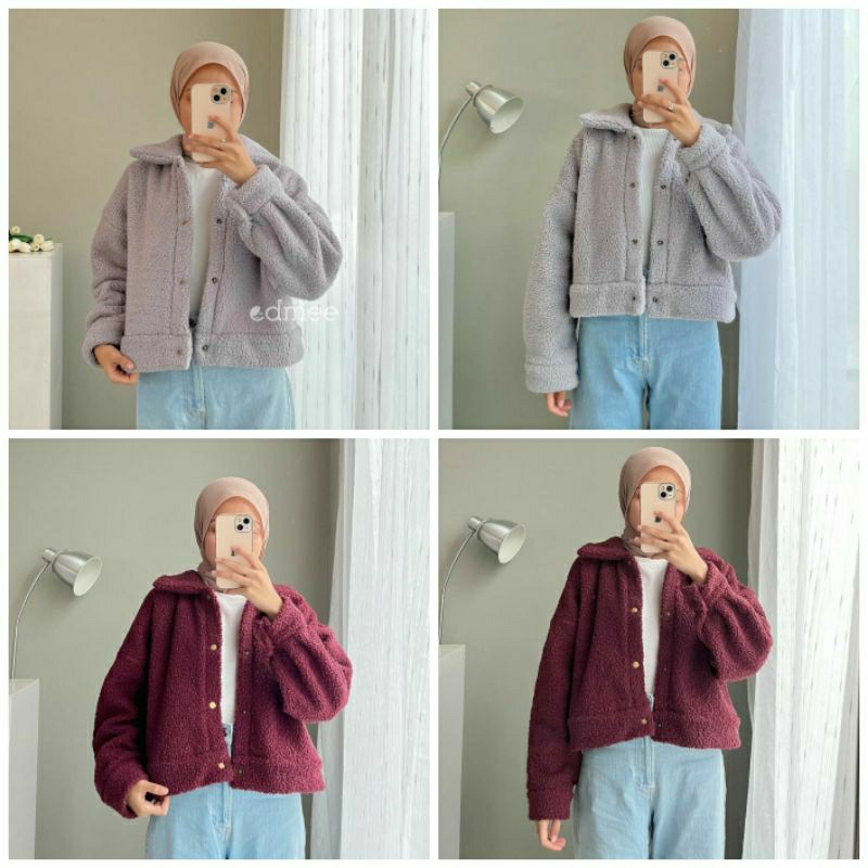 Jual EDMEE OUTFIT - FURRY JACKET / CORDUROY JACKET | Shopee Indonesia