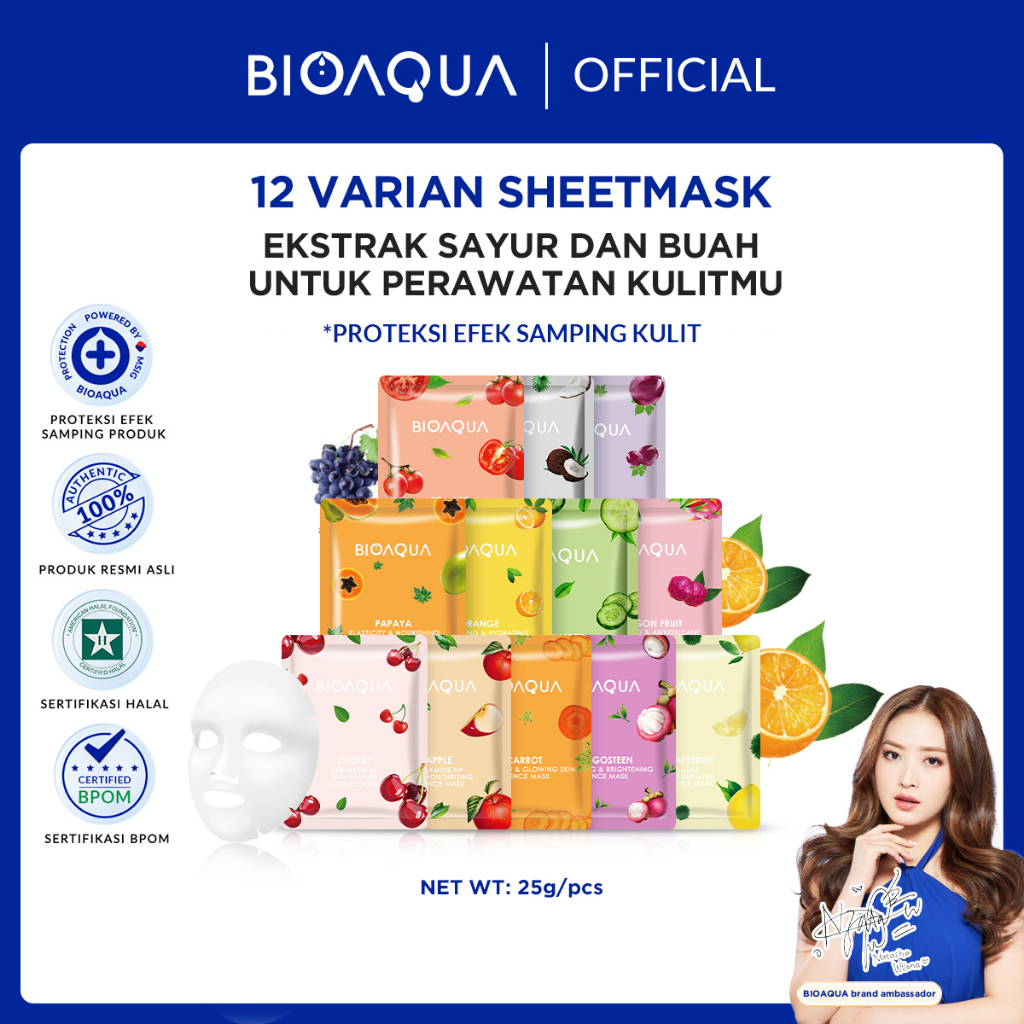 Jual BIOAQUA Masker Sheet Mask Vegetables And Fruits Series Natural ...