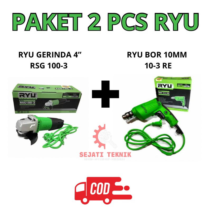 Jual ryu paket 1 set original ryu 2 pcs gerinda ryu dan bor ryu 10mm ...