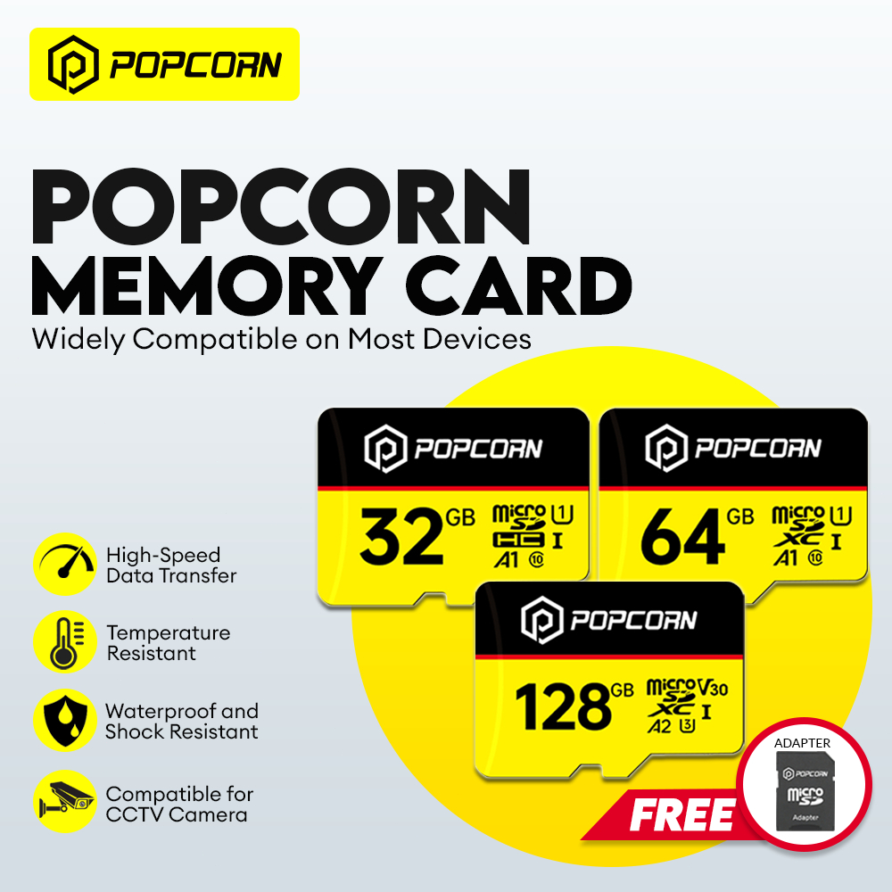 Jual Popcorn Memory Card 128GB 64GB 32GB Ultra Micro SD Card UHS-1 ...
