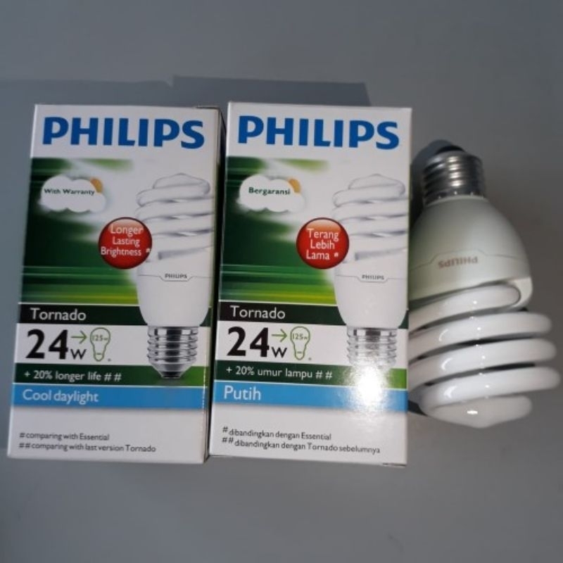 Jual lampu philips tornado 24 watt putih / lampu philips spiral ...