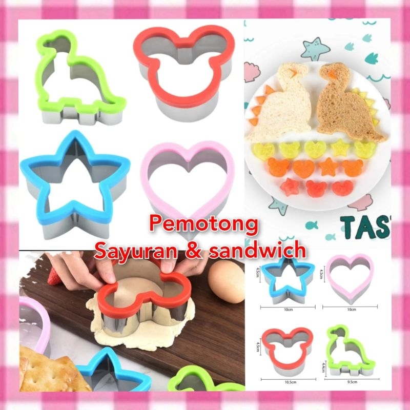 Jual cetakan pemotong sayuran dan roti sandwich bento ukuran besar ...