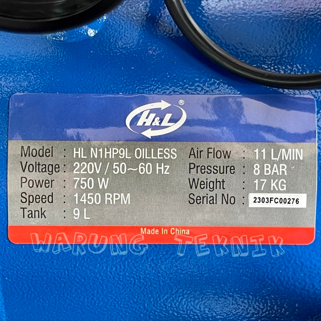 Jual H&L N1HP 9L PORTABLE OILLESS AIR COMPRESSOR - HNL MESIN KOMPRESOR ...