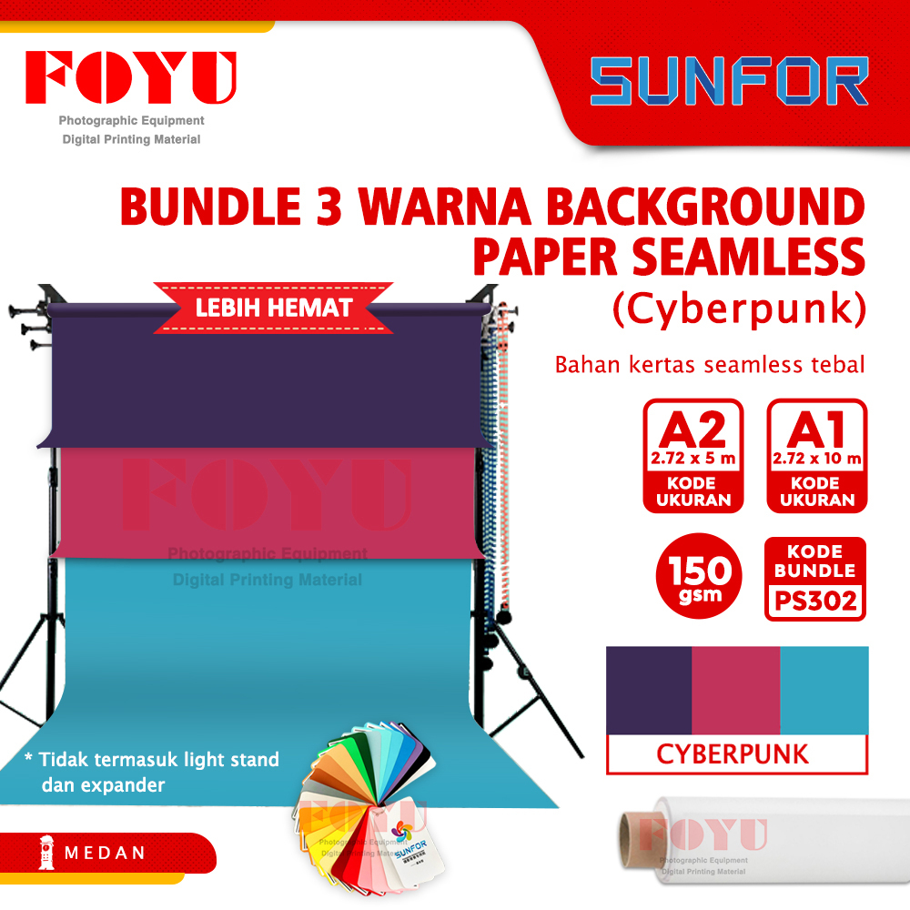 Jual Bundle 3 Warna Background Backdrop Layar Studio Foto Video Paper ...