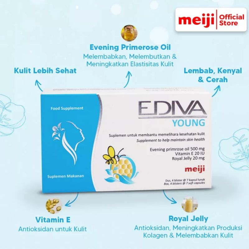 Jual Ediva Young 28 kapsul original / Kulit putih cerah dan lembut ...