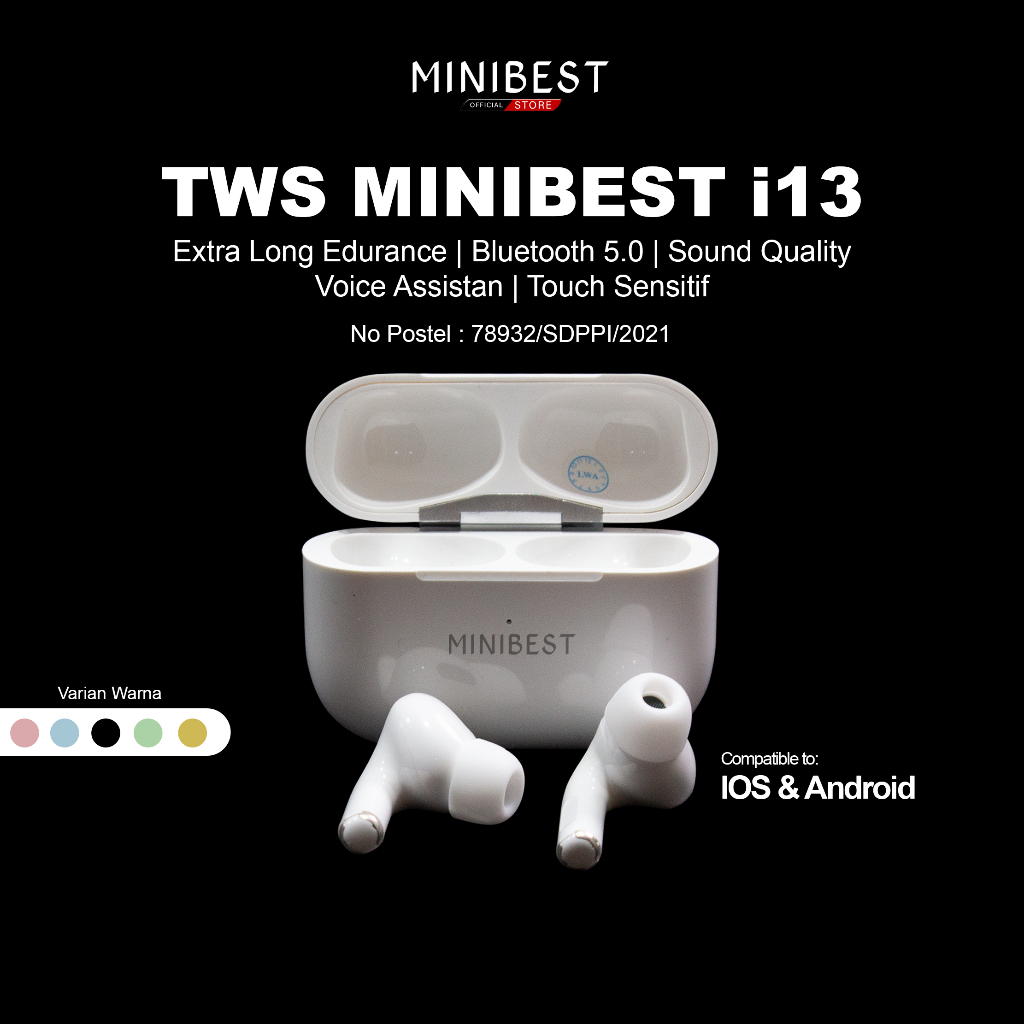 MINIBEST TWS inpods i13 13 Pro Headset Bluetooth Macaron Handsfree  Earphone Earbuds Headphone IZIN POSTEL TRUE Wireless STEREO Bluetooth  Android