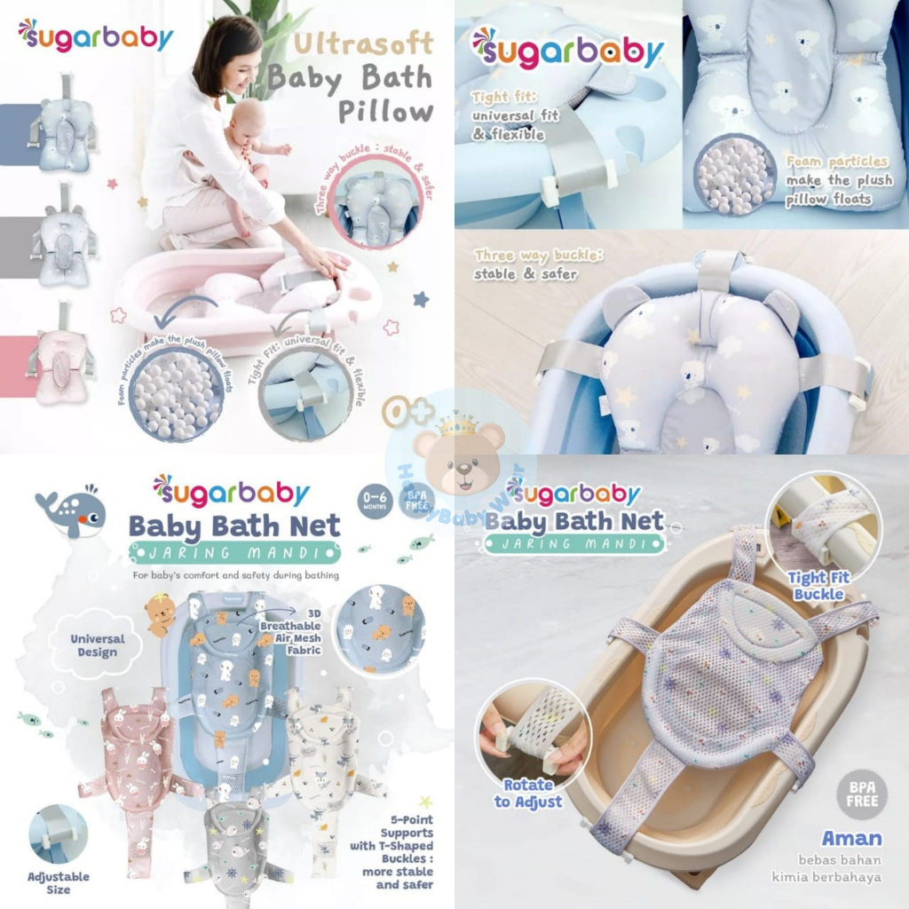 Jual Sugar Baby Ultrasoft Baby Bath Pillow Bath Net Bantal Mandi Bayi Dan Jaring Alas Duduk