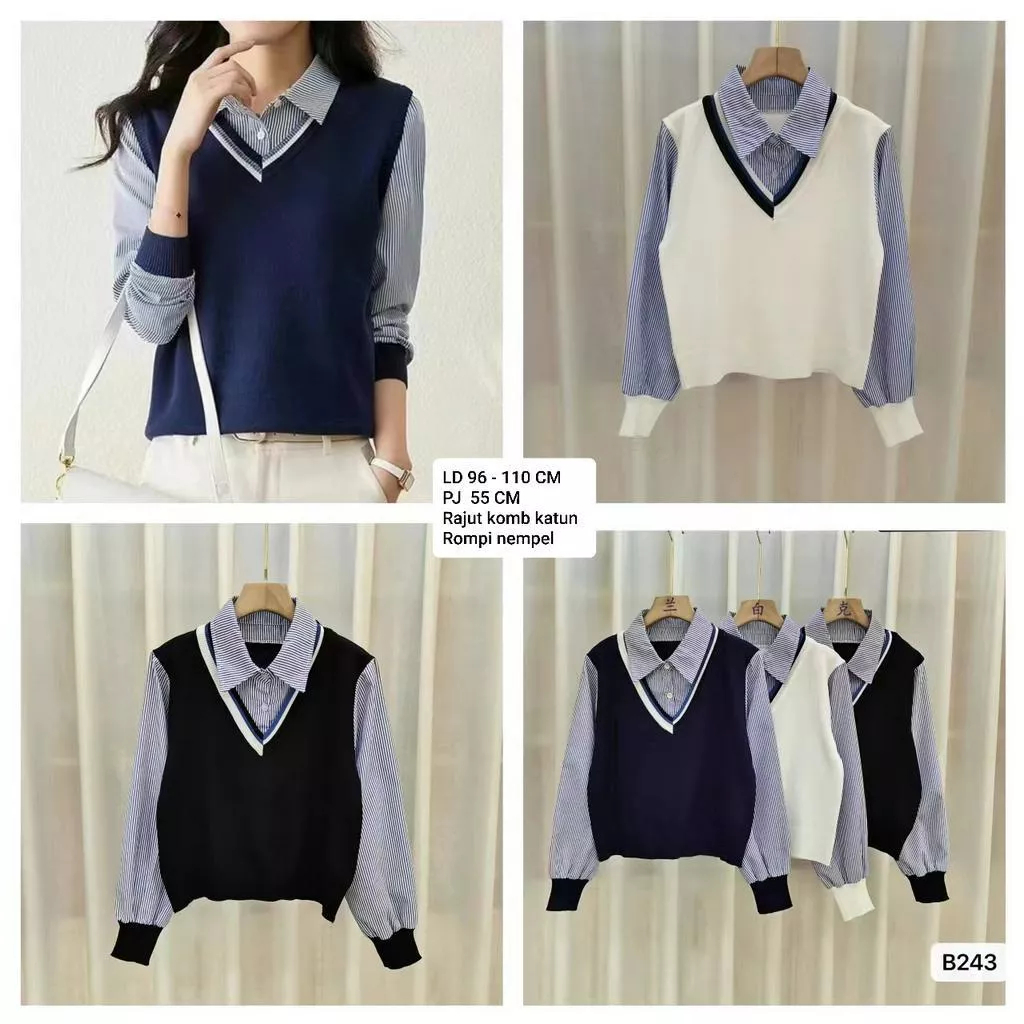 Jual ATASAN KEMEJA ROMPI KOREAN IMPORT B243 | Shopee Indonesia