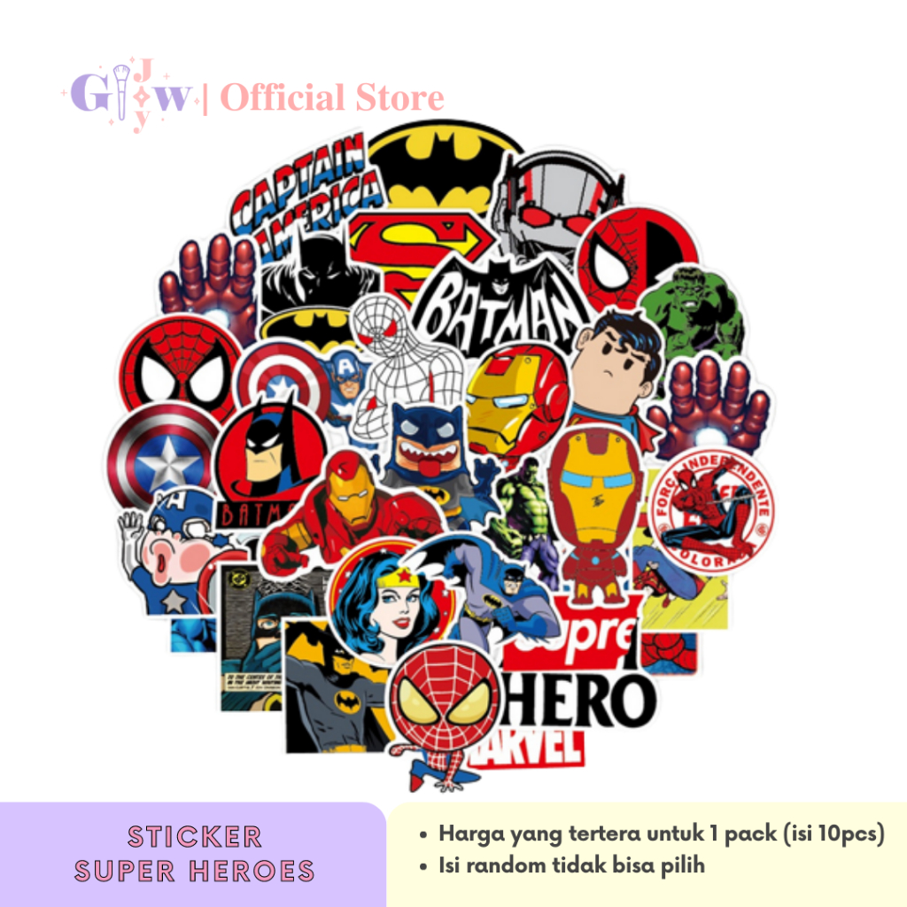 Jual A6027 STICKER 10PCS (SUPER HERO) anti air notebook scrapbook label ...