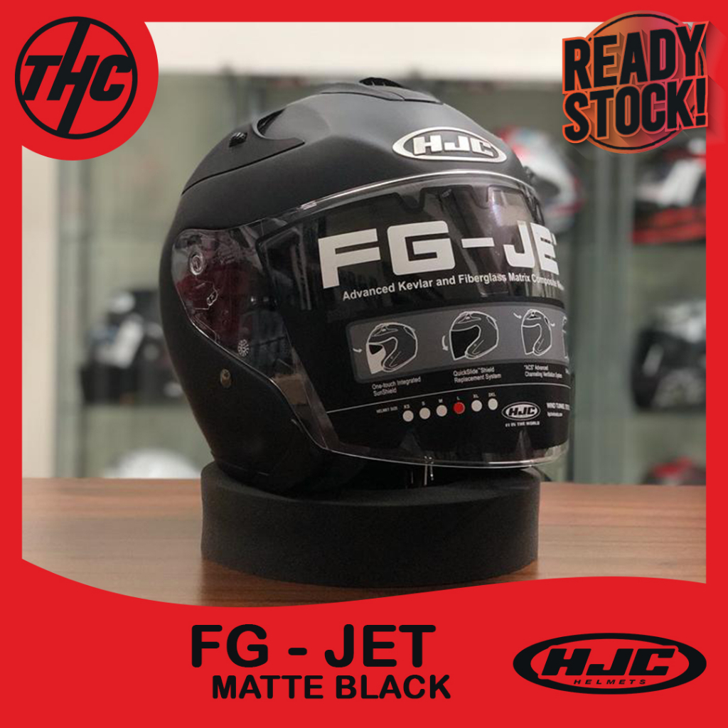Jual HJC FG JET BLACK MATT HALF FACE HELMET HELM FG JET Shopee Indonesia
