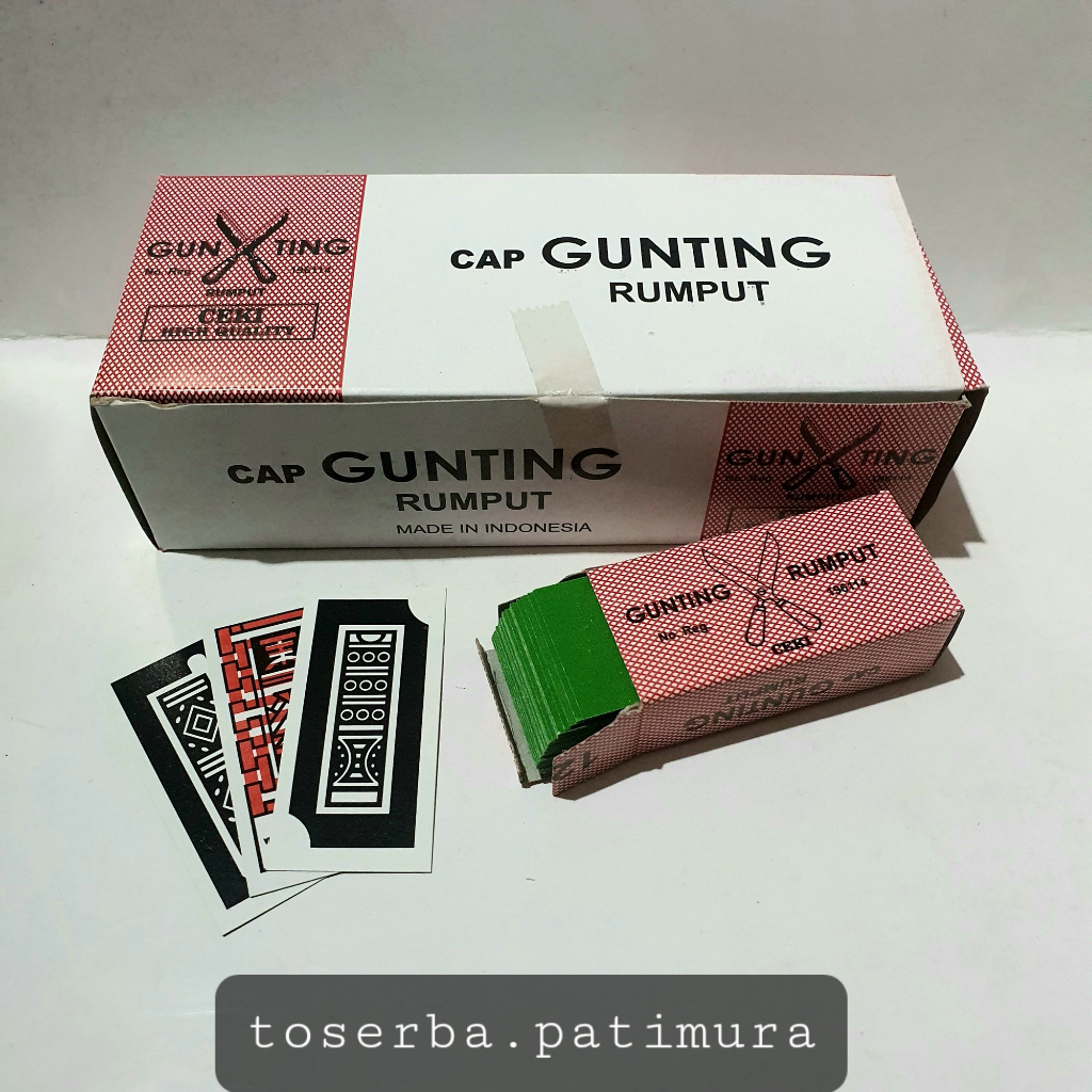 Jual 1 Box Kartu Ceki / Lintrik hijau cap Gunting Rumput (isi 10 pak