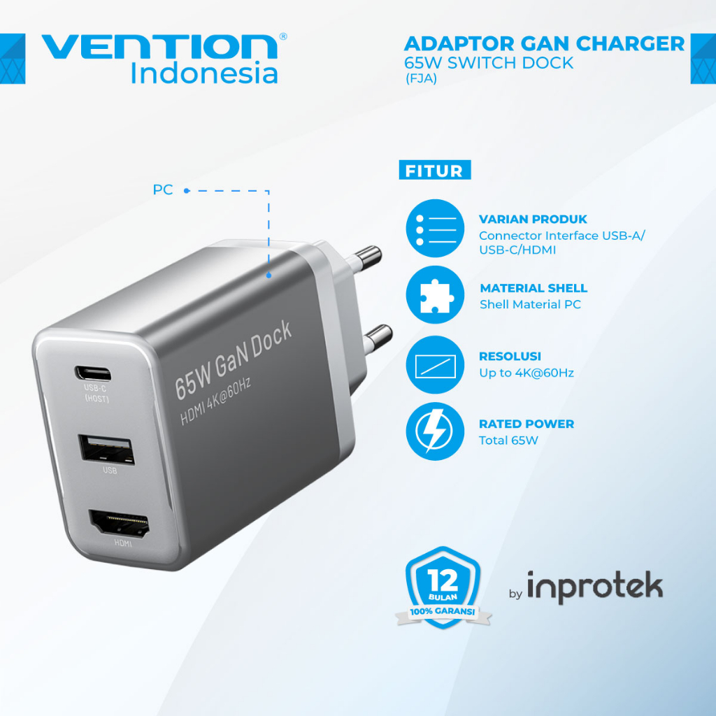 Jual Vention Adaptor Charger Usb C To Hdmi Gan Fast Charger Switch Dock Shopee Indonesia