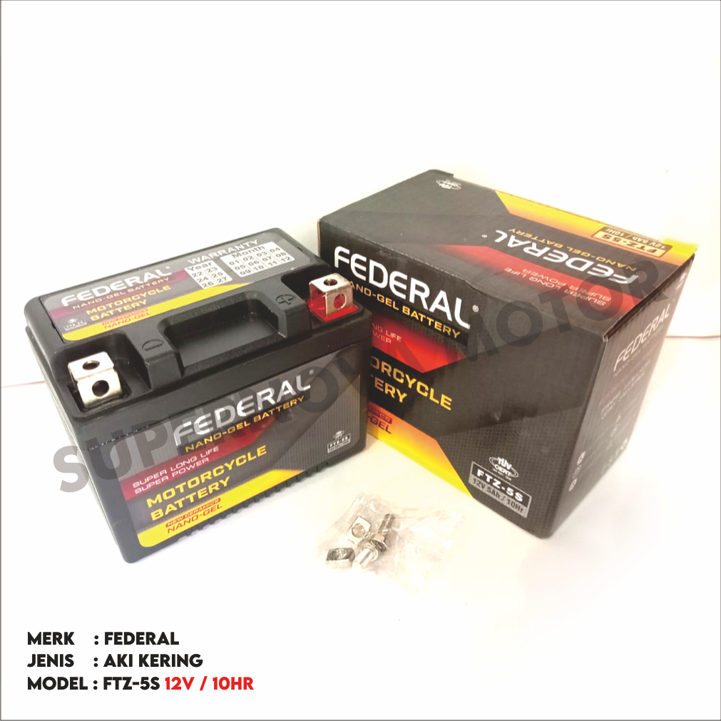 Jual AKI FEDERAL FTZ-5S GTZ5S FULL KERING NANO GEL BATTERY TANPA ISI