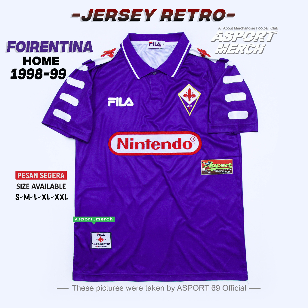 Jual JERSEY BOLA FIORENTINA RETRO HOME 1998 1999 SOCCER JERSEY RETRO ...