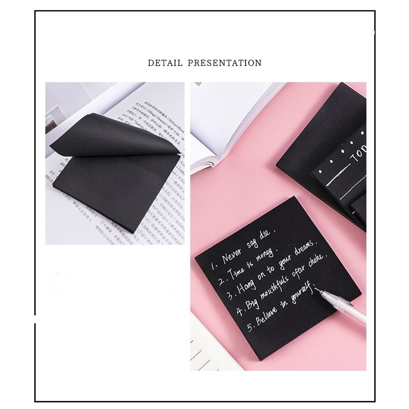 Jual sticky notes memo hitam black sticky note kertas tempel pembatas ...