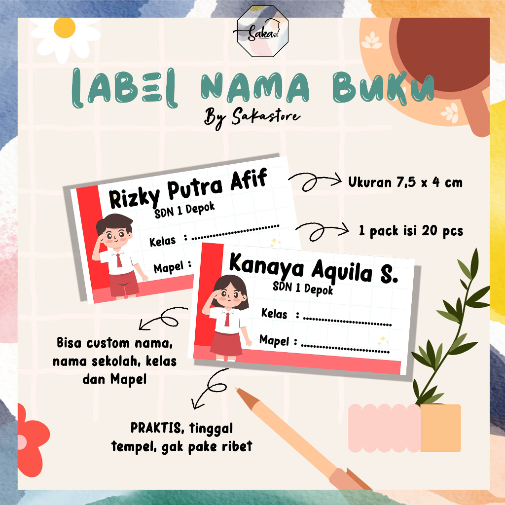 Jual Pcs Part Label Nama Mata Pelajaran Label Nama Buku Tulis