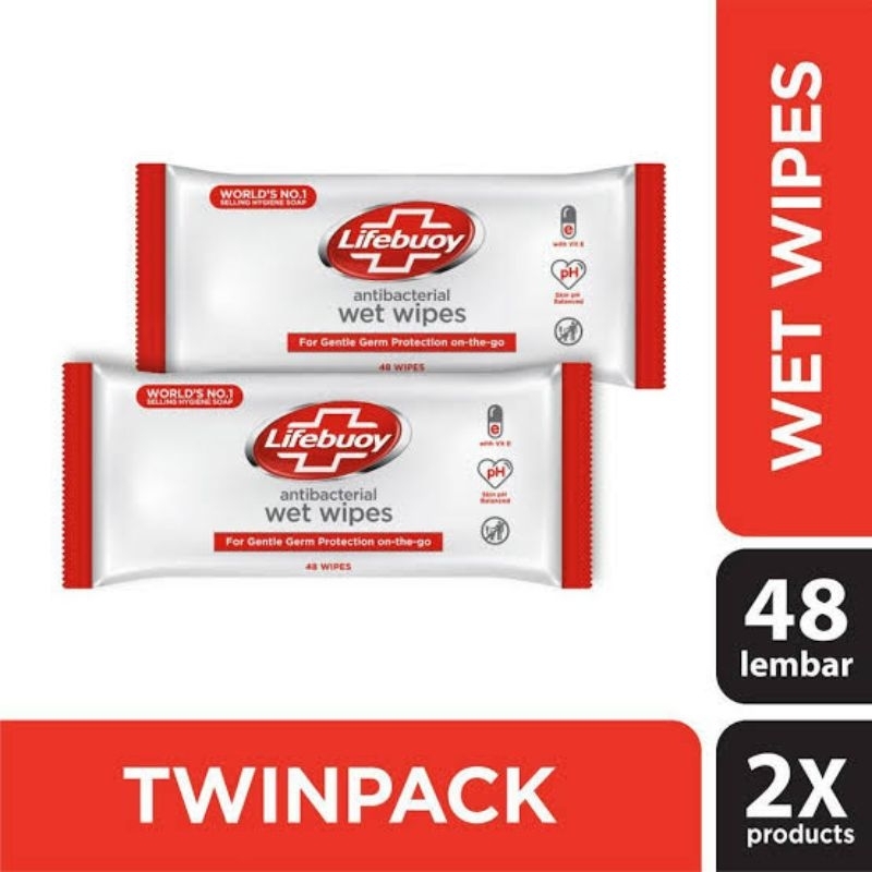 Jual Twinpack Tissue Basah Lifebuoy Antibacterial Wet Wipes 48sheet