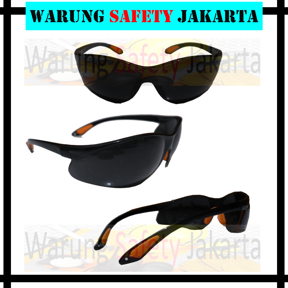 Jual Kacamata Safety Fashion Black Smoke Transparan Kaca Mata Las Gerinda Safety Keren