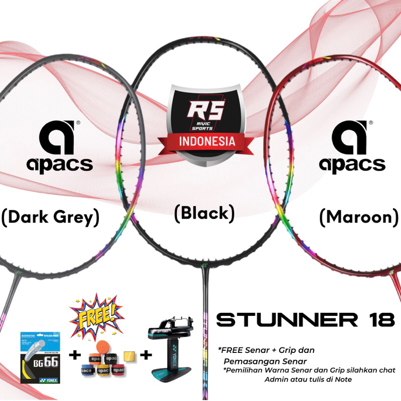 Jual RAKET BADMINTON APACS STUNNER 18 ORIGINAL 100 Bulu Tangkis Carbon